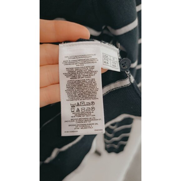 Brooks Brothers Cardigan Sweater Womens Black  Red Striped Cotton Med Minimalist - Picture 4 of 8